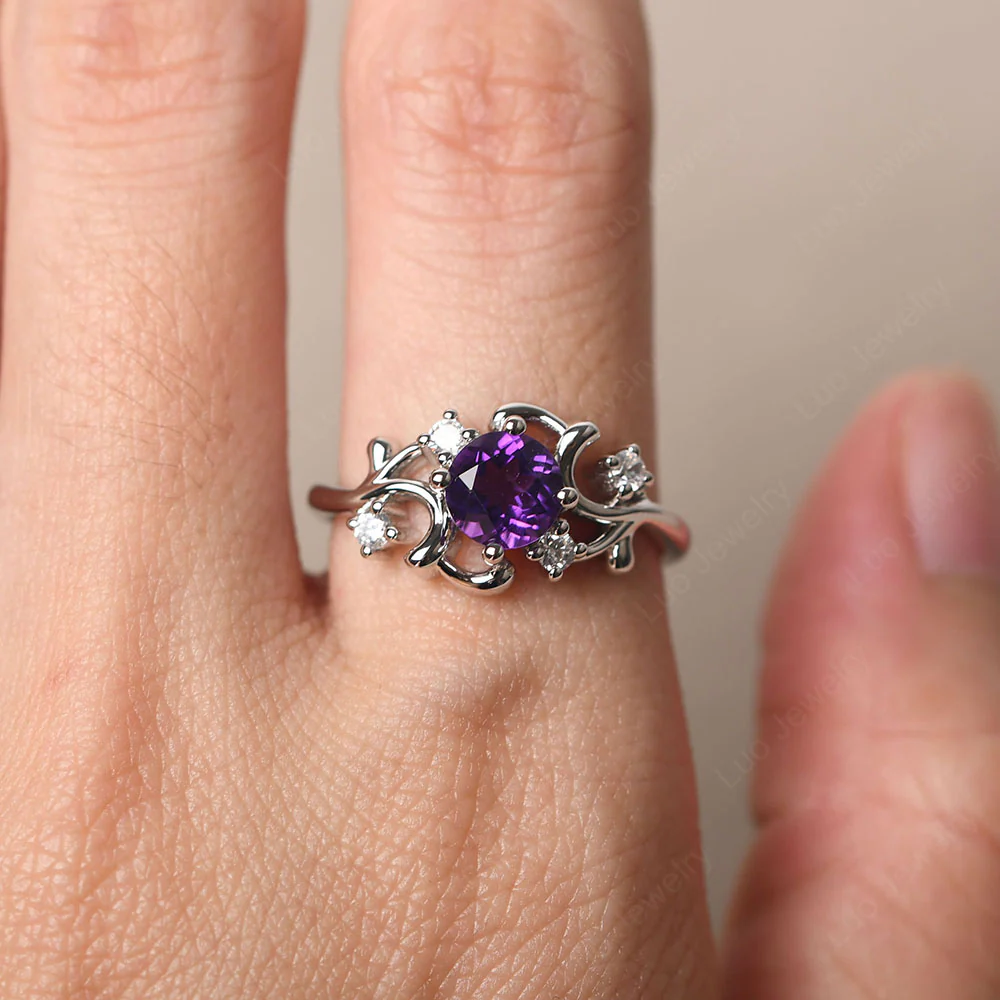 Amethyst Intricate Engagement Ring - Image 5