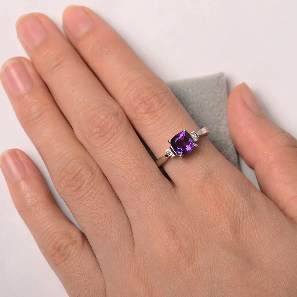 Amethyst Cushion Cut Engagement Ring - Image 4
