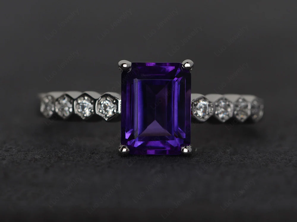 Amethyst Engagement Honeycomb Ring