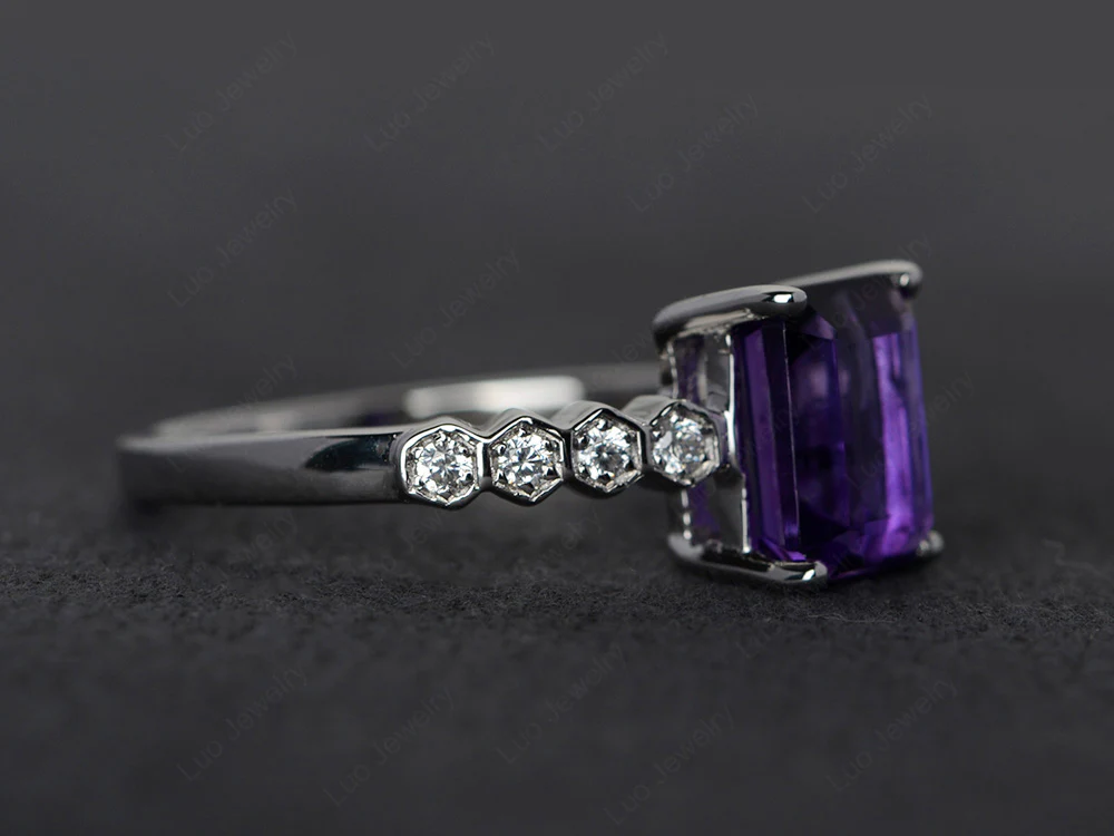 Amethyst Engagement Honeycomb Ring - Image 2