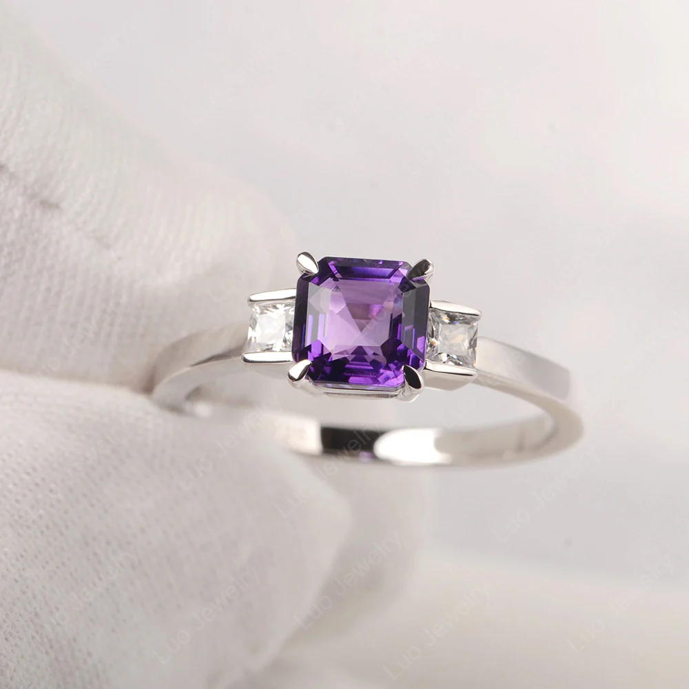 Unique Asscher Cut Amethyst Ring
