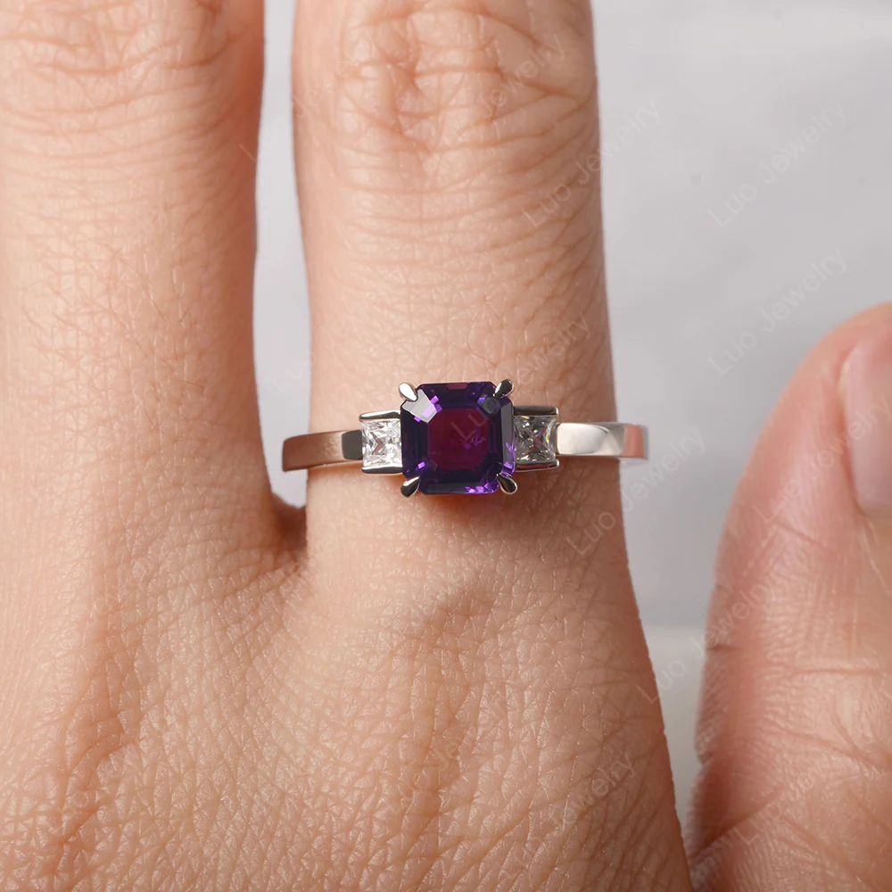 Unique Asscher Cut Amethyst Ring - Image 4