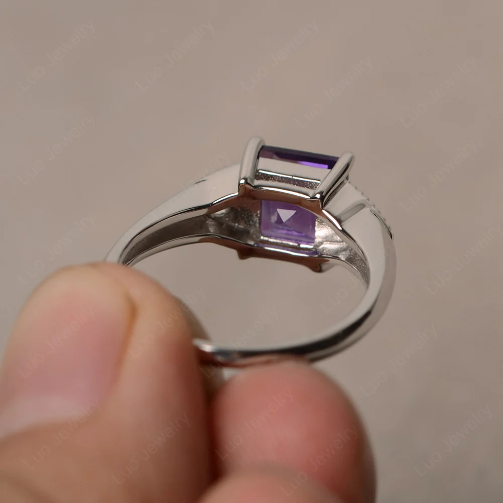 Amethyst Engagement Ring Square Cut - Image 3