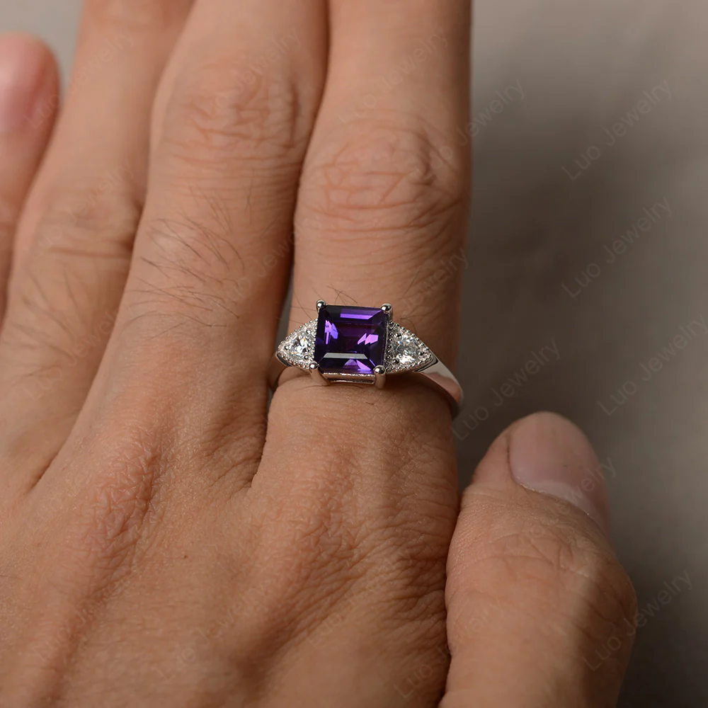 Amethyst Engagement Ring Square Cut - Image 4