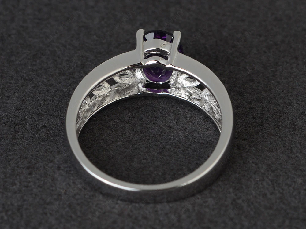 Amethyst Leaf Solitaire Ring - Image 3