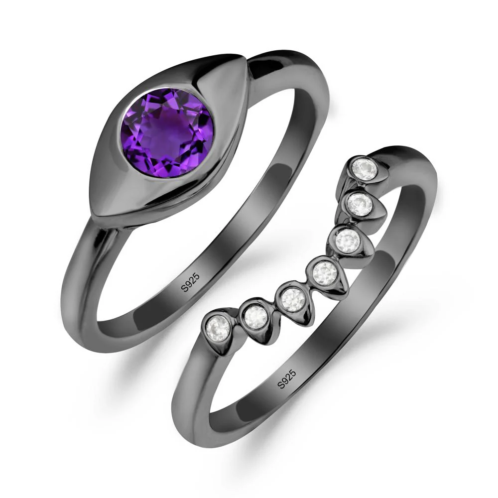 Amethyst Evil Eye Ring Set - Image 3