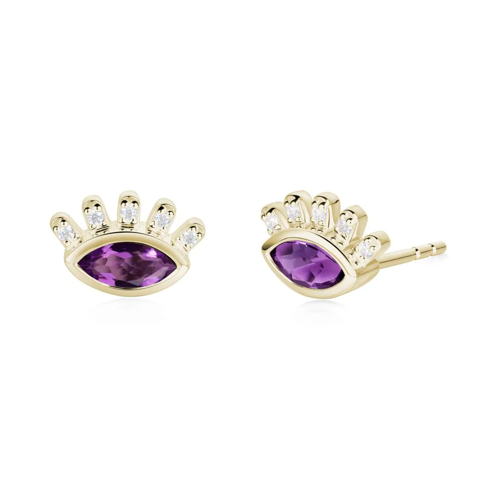 Amethyst Evil Eye Stud Earrings - Image 5