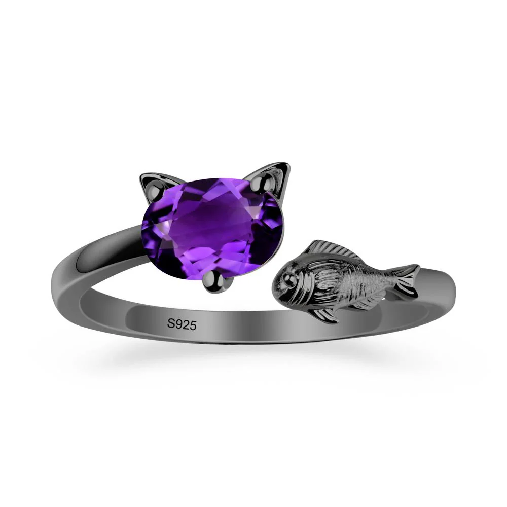 Amethyst Fish and Cat Ring