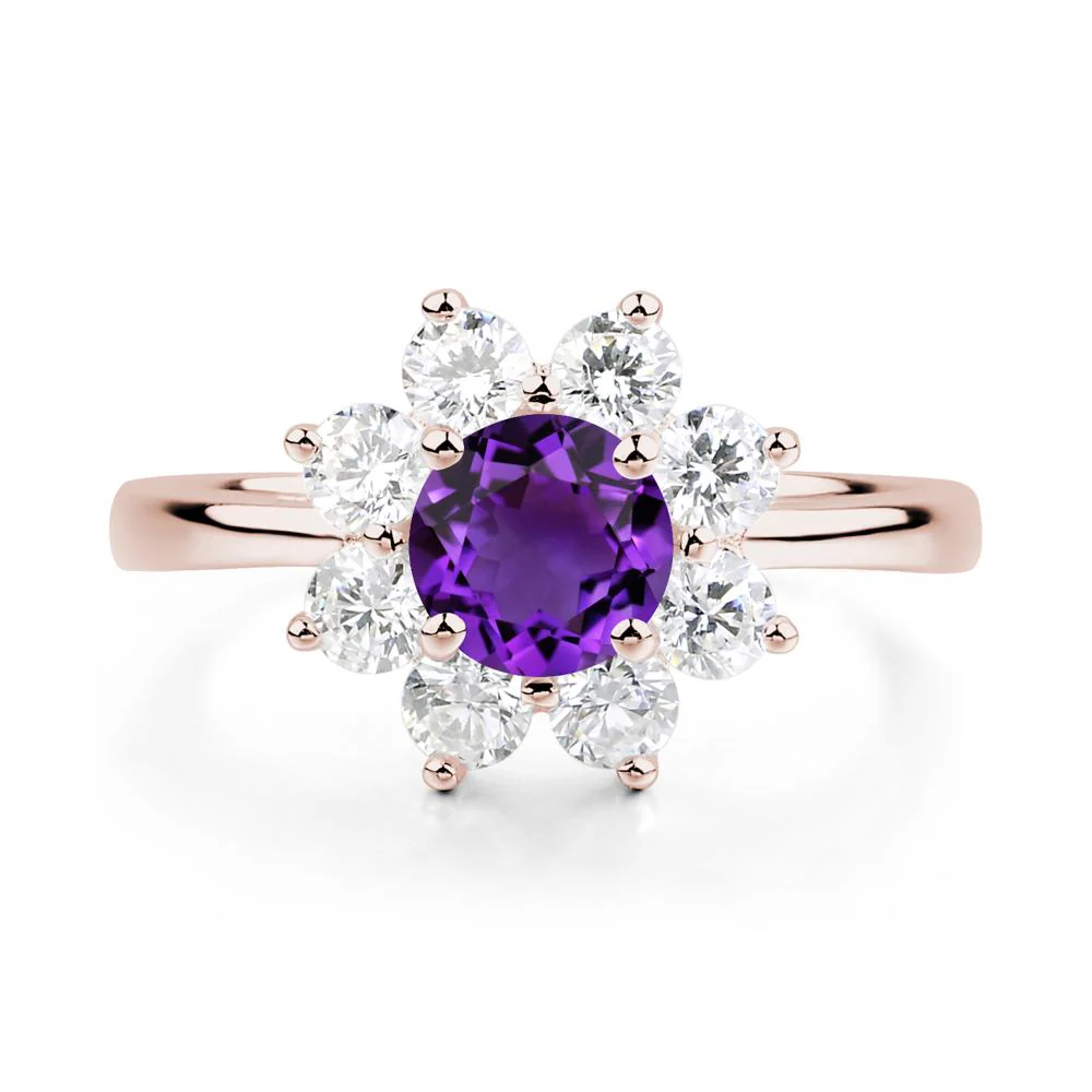Amethyst Sunburst Halo Ring - Image 5