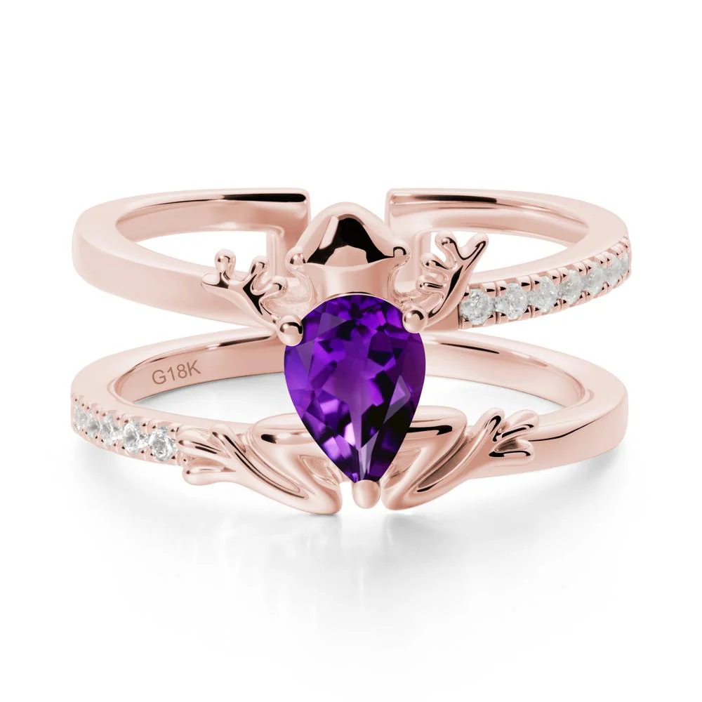Amethyst Frog Double Band Ring - Image 5
