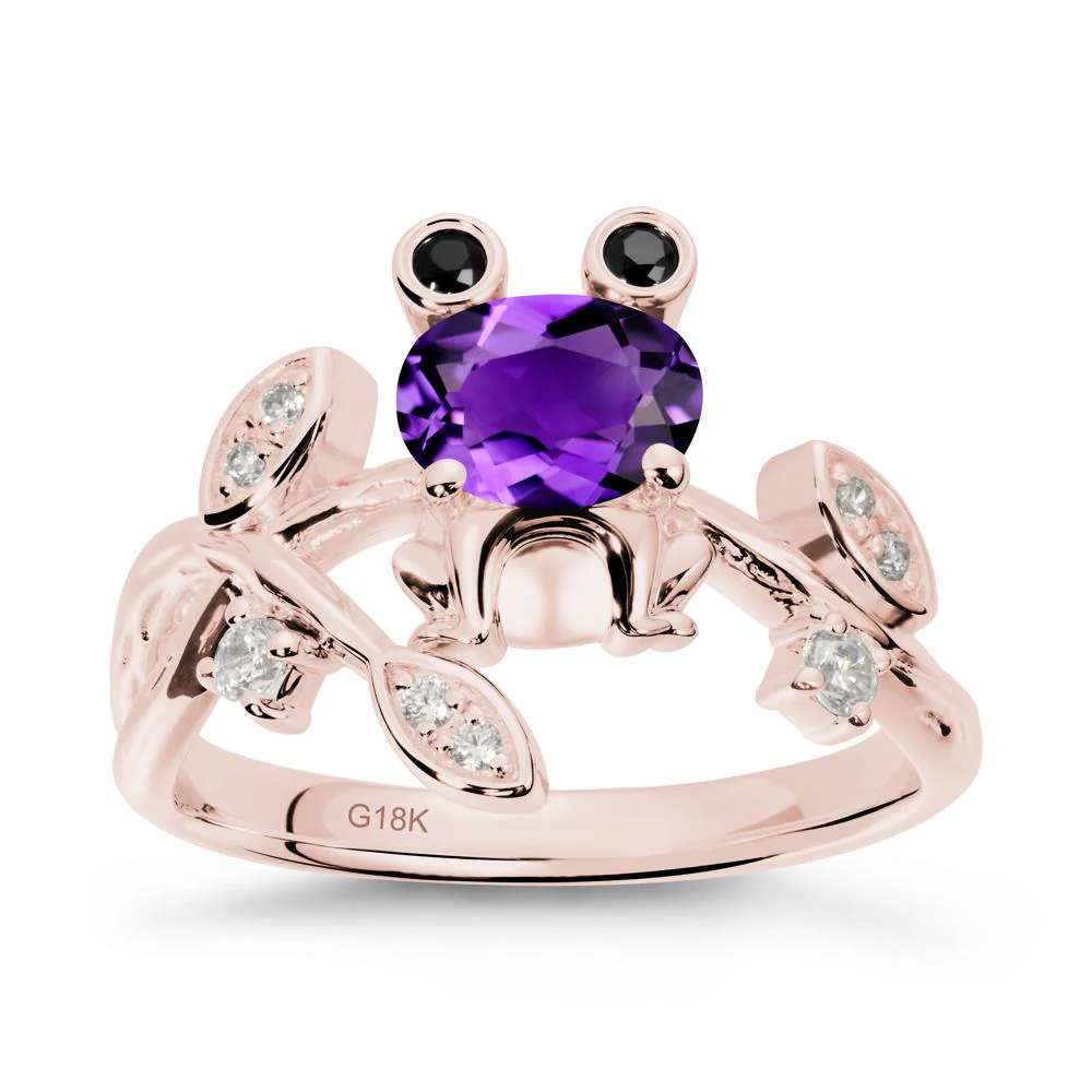 Amethyst Frog Ring with Twisting Leaves and Branches - Image 5