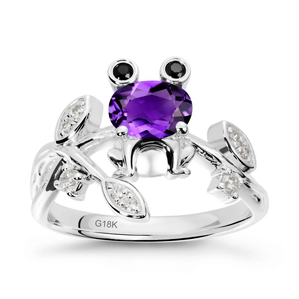 Amethyst Frog Ring with Twisting Leaves and Branches - Image 6