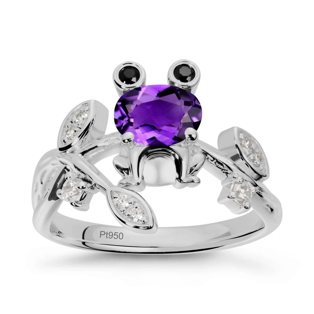 Amethyst Frog Ring with Twisting Leaves and Branches - Image 8