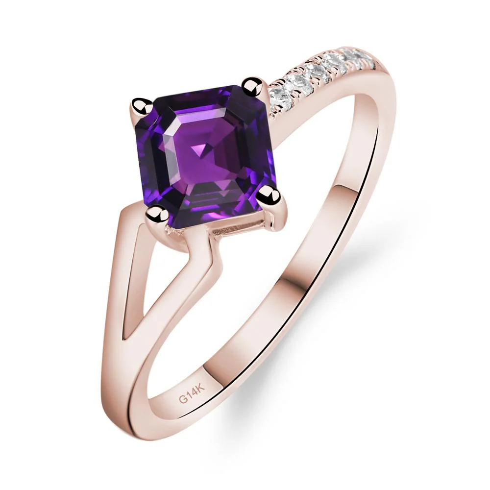 Amethyst Ring Asscher Engagement Ring