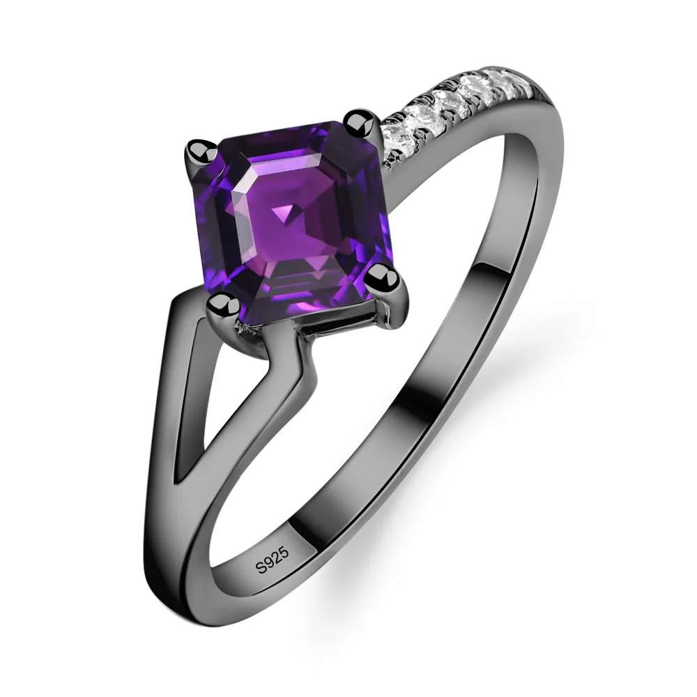 Amethyst Ring Asscher Engagement Ring - Image 3