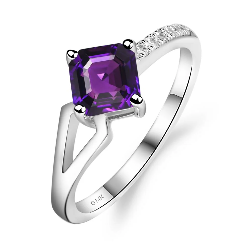 Amethyst Ring Asscher Engagement Ring - Image 4