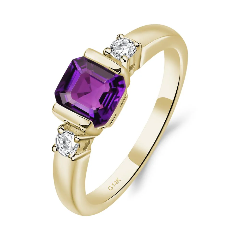 Amethyst Half Bezel Set Asscher Cut Ring - Image 6