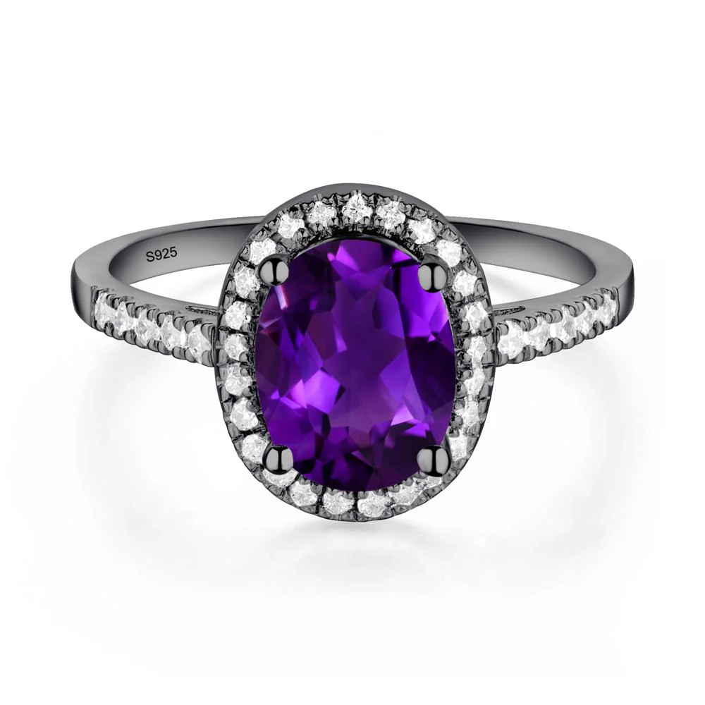 Oval Amethyst Halo Ring - Image 2