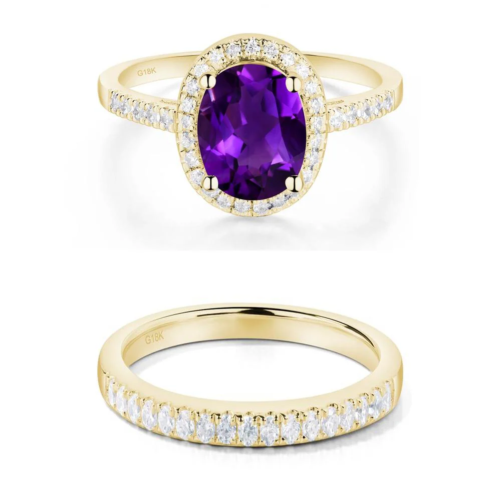 Oval Amethyst Halo Ring - Image 21