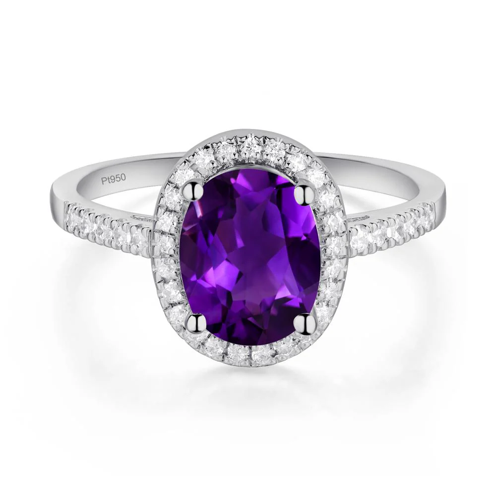 Oval Amethyst Halo Ring - Image 3