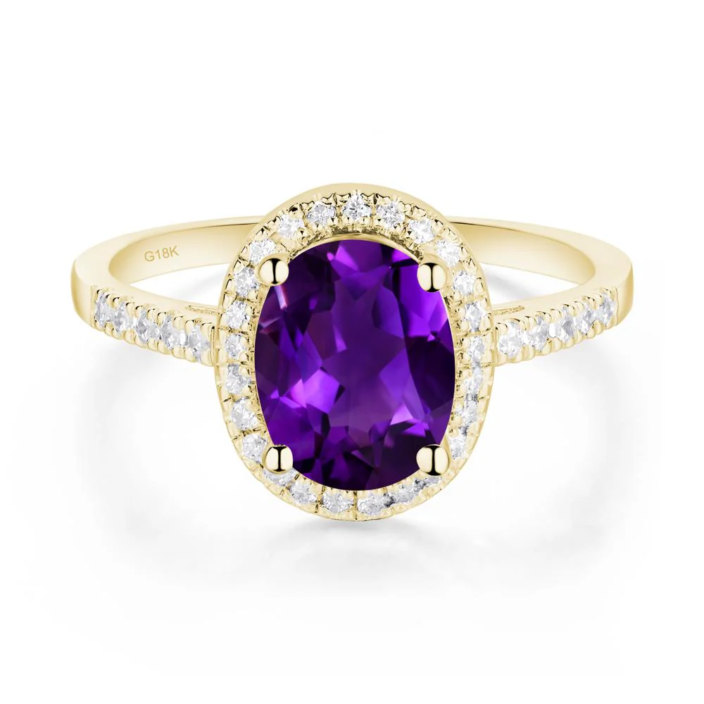 Oval Amethyst Halo Ring - Image 6