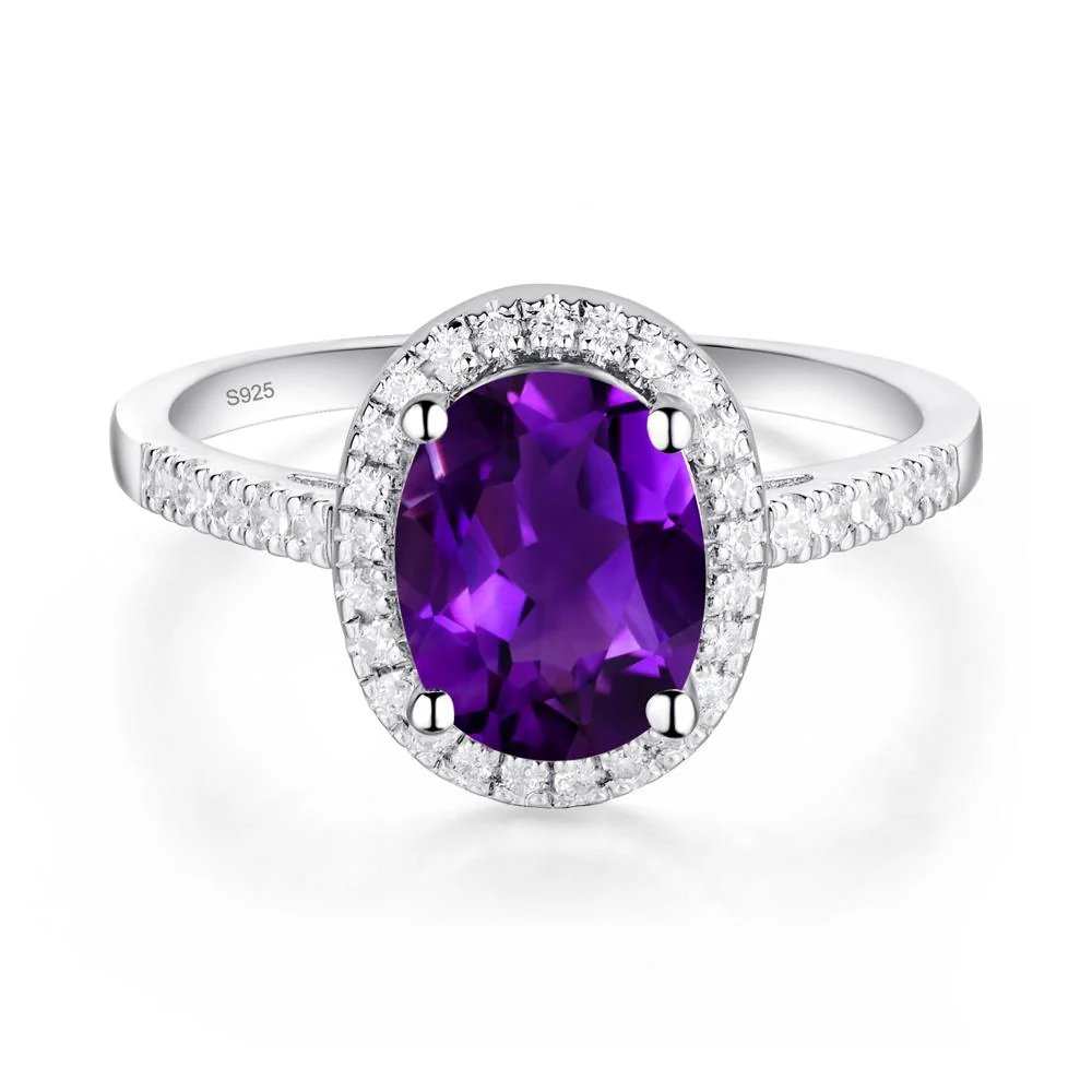 Oval Amethyst Halo Ring - Image 7