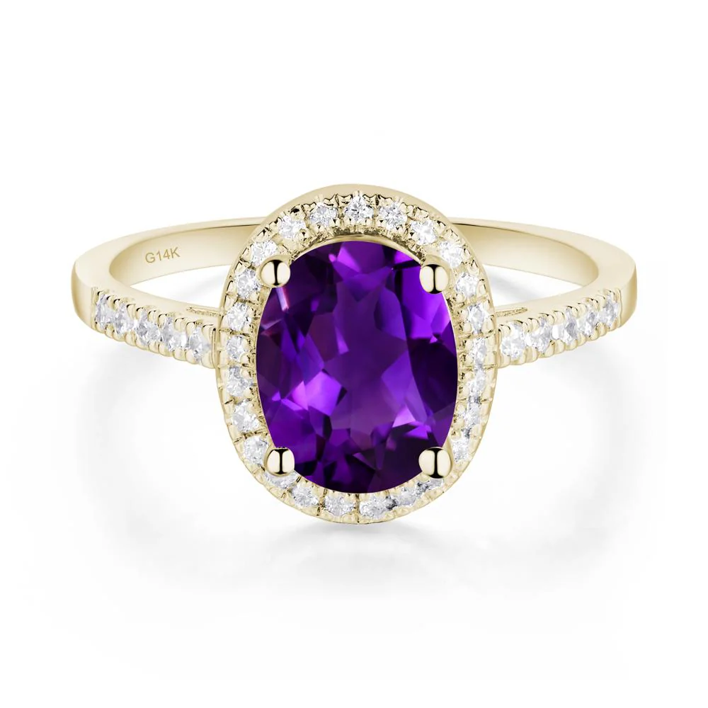 Oval Amethyst Halo Ring - Image 8
