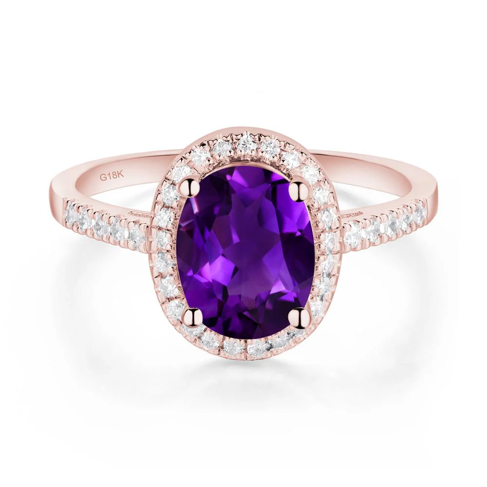 Oval Amethyst Halo Ring - Image 9