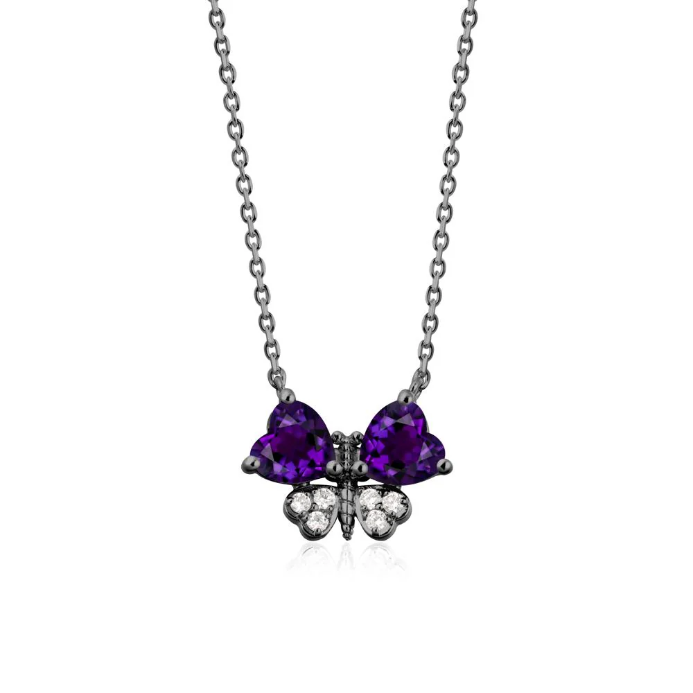 Amethyst Heart Shaped Wings Butterfly Necklace - Image 8