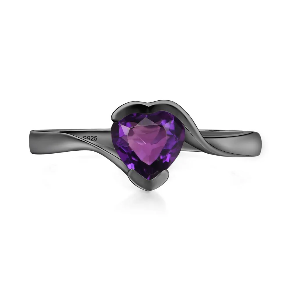 Amethyst Heart Shape Solitaire Ring - Image 2