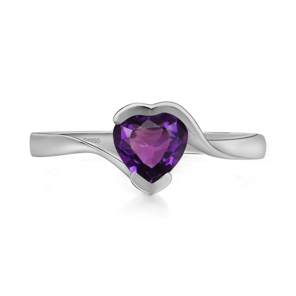 Amethyst Heart Shape Solitaire Ring - Image 6