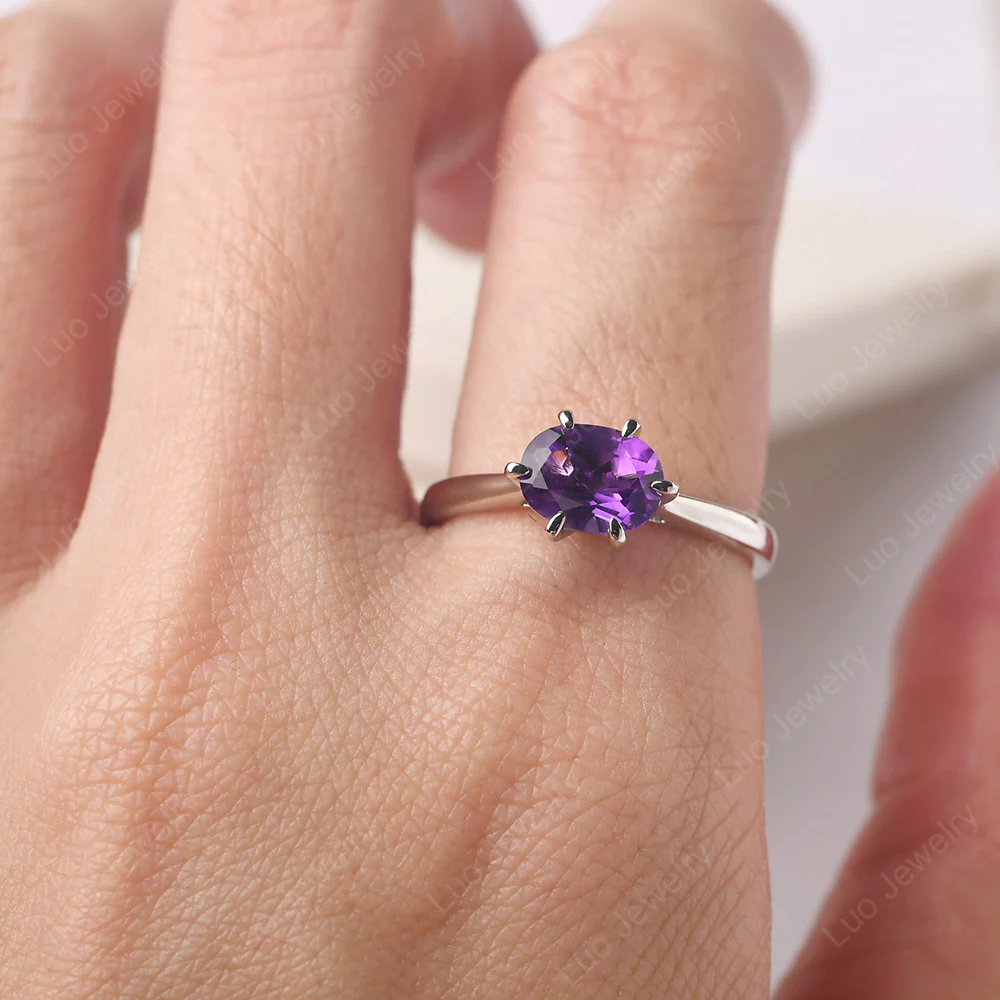 Amethyst Claw Prong Engagement Ring - Image 5