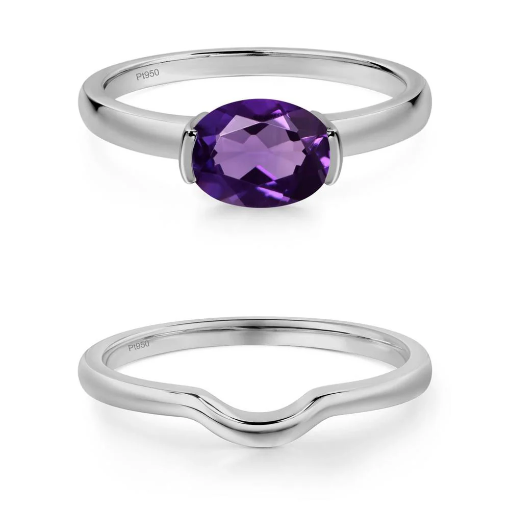 Oval Amethyst Horizontal Engagement Ring - Image 13
