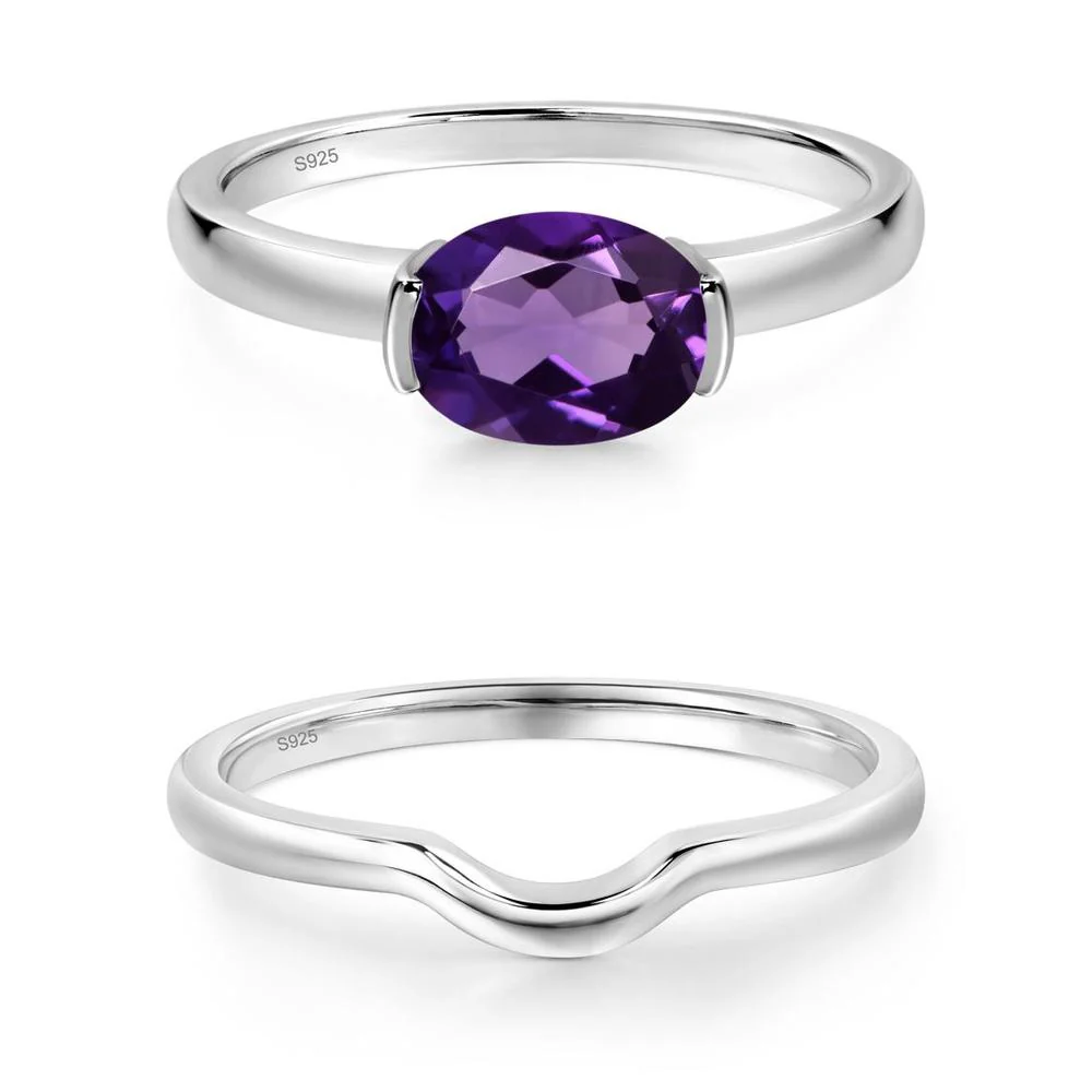 Oval Amethyst Horizontal Engagement Ring - Image 17