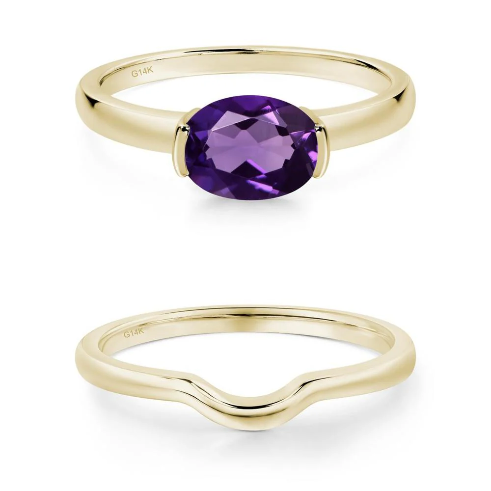 Oval Amethyst Horizontal Engagement Ring - Image 19