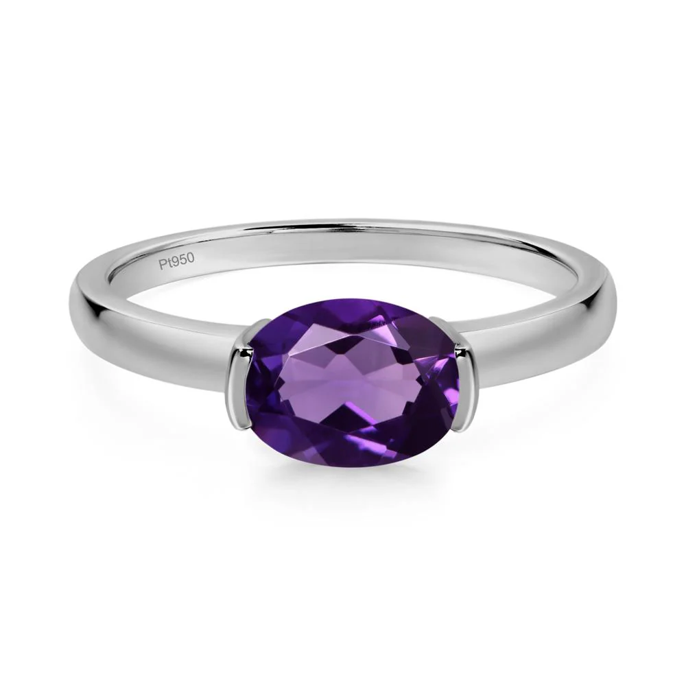 Oval Amethyst Horizontal Engagement Ring - Image 2