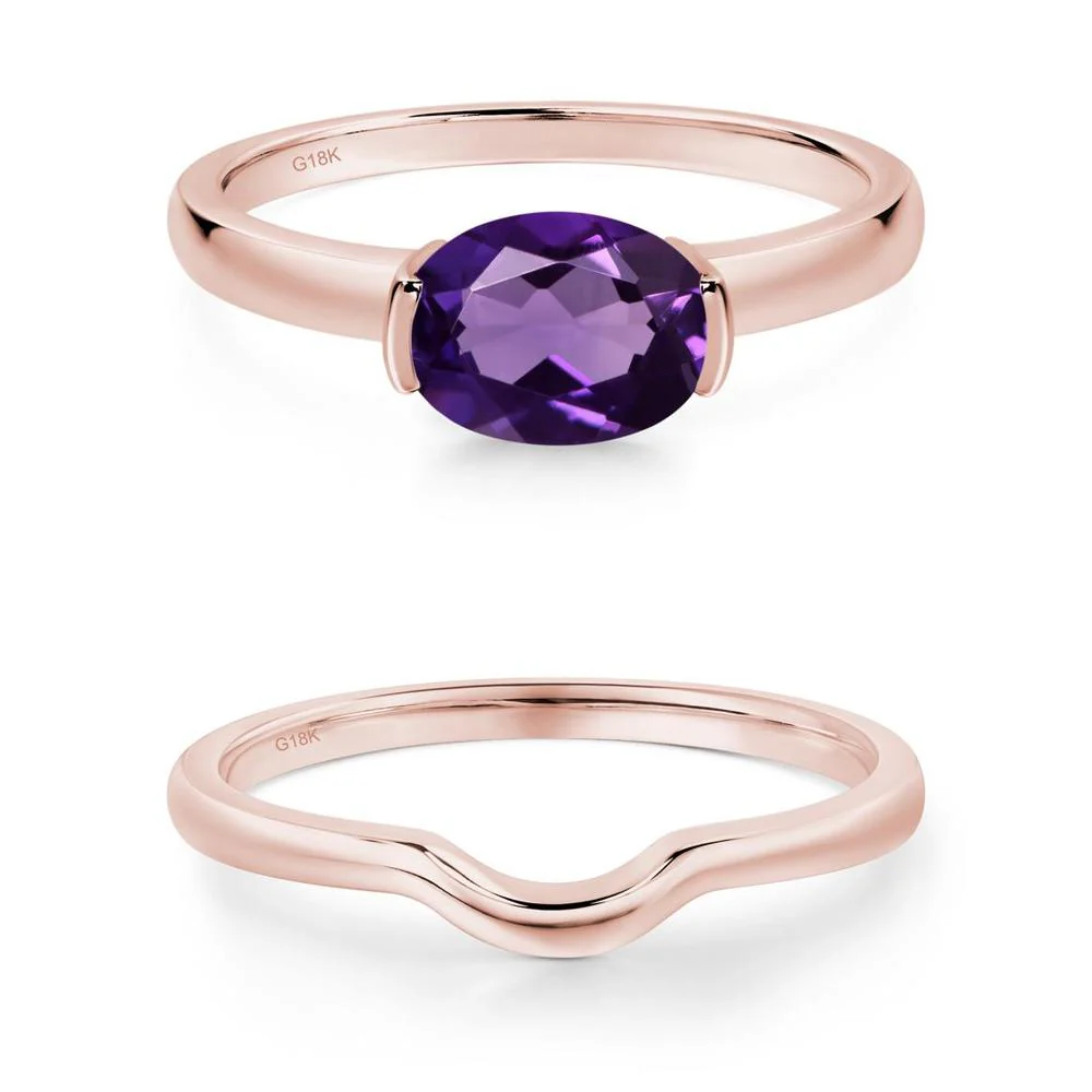 Oval Amethyst Horizontal Engagement Ring - Image 25