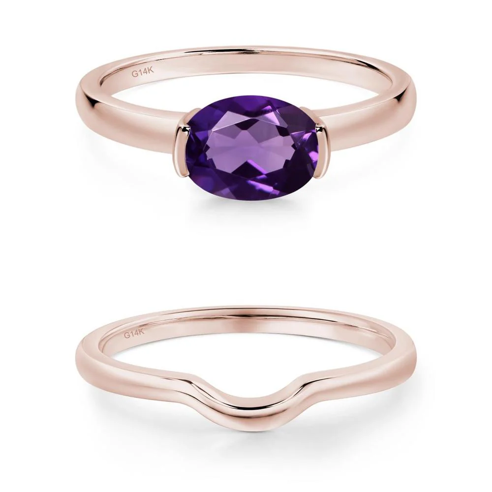 Oval Amethyst Horizontal Engagement Ring - Image 27