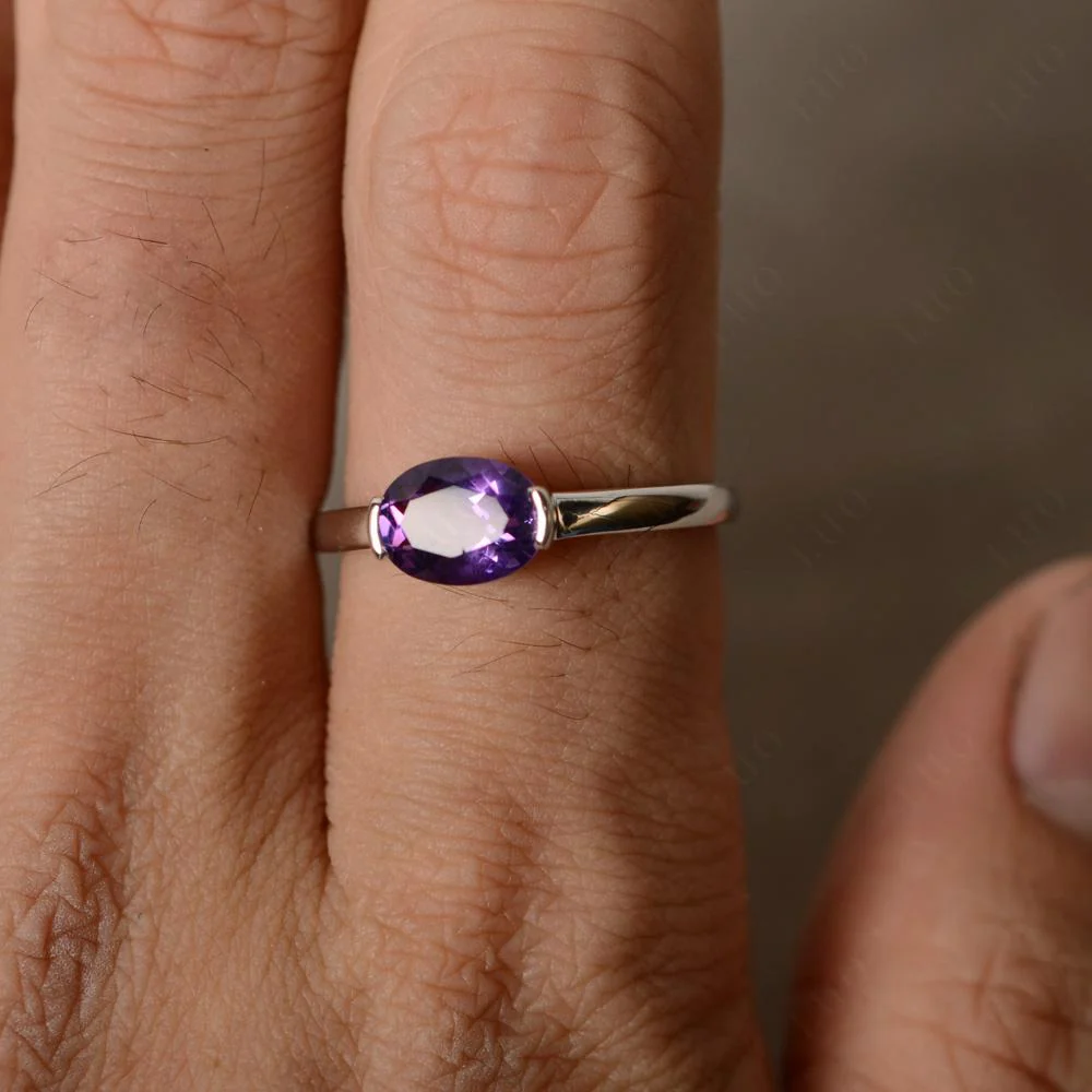 Oval Amethyst Horizontal Engagement Ring - Image 31