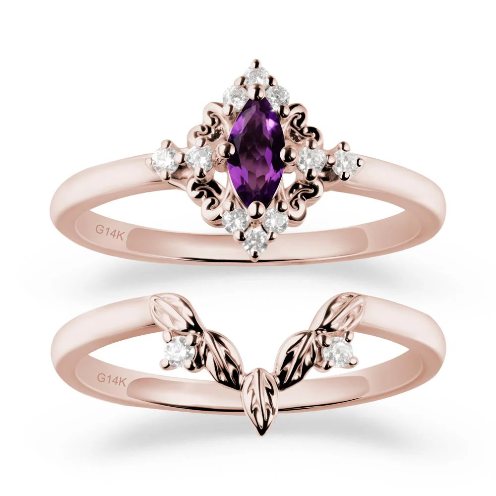 Amethyst Leaf Inspired Leaf Inspired Ring Sets - Image 2