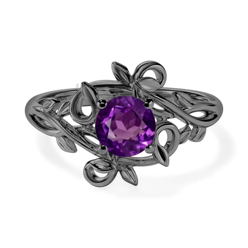 Amethyst Leaf and Vine Engagement Ring - Image 2
