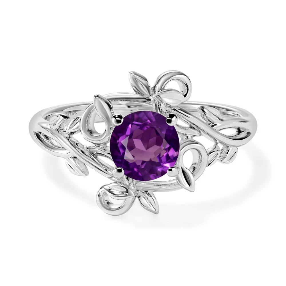 Amethyst Leaf and Vine Engagement Ring - Image 3