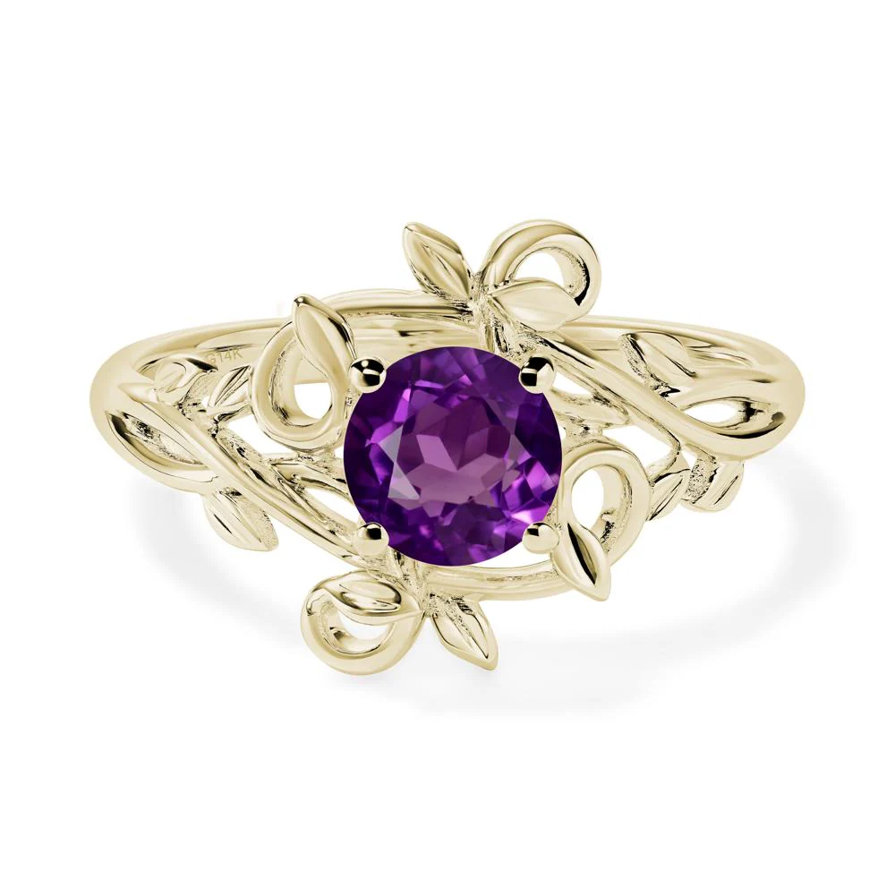 Amethyst Leaf and Vine Engagement Ring - Image 4