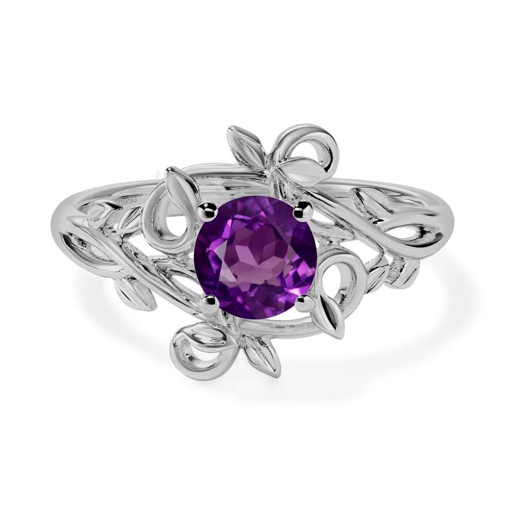 Amethyst Leaf and Vine Engagement Ring - Image 6