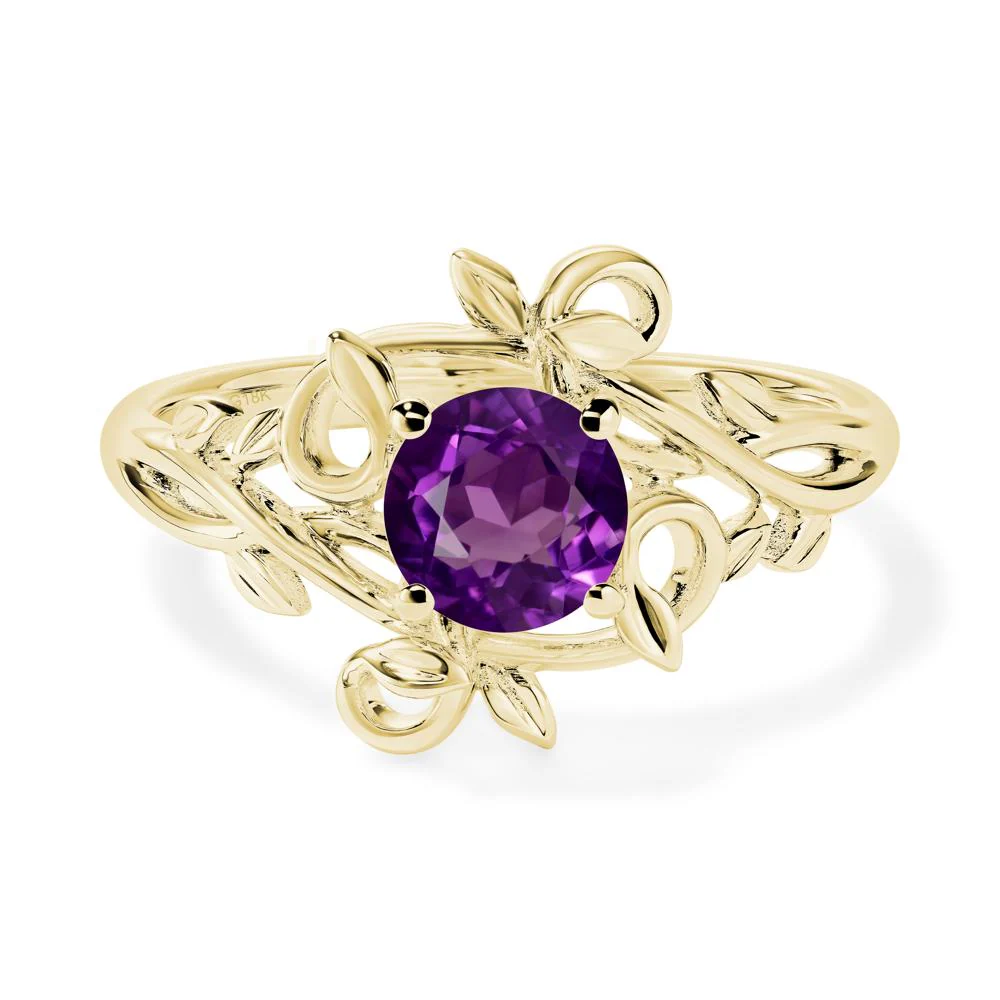 Amethyst Leaf and Vine Engagement Ring - Image 8