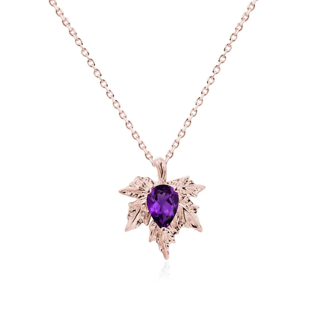 Amethyst Maple Pendant Necklace - Image 4