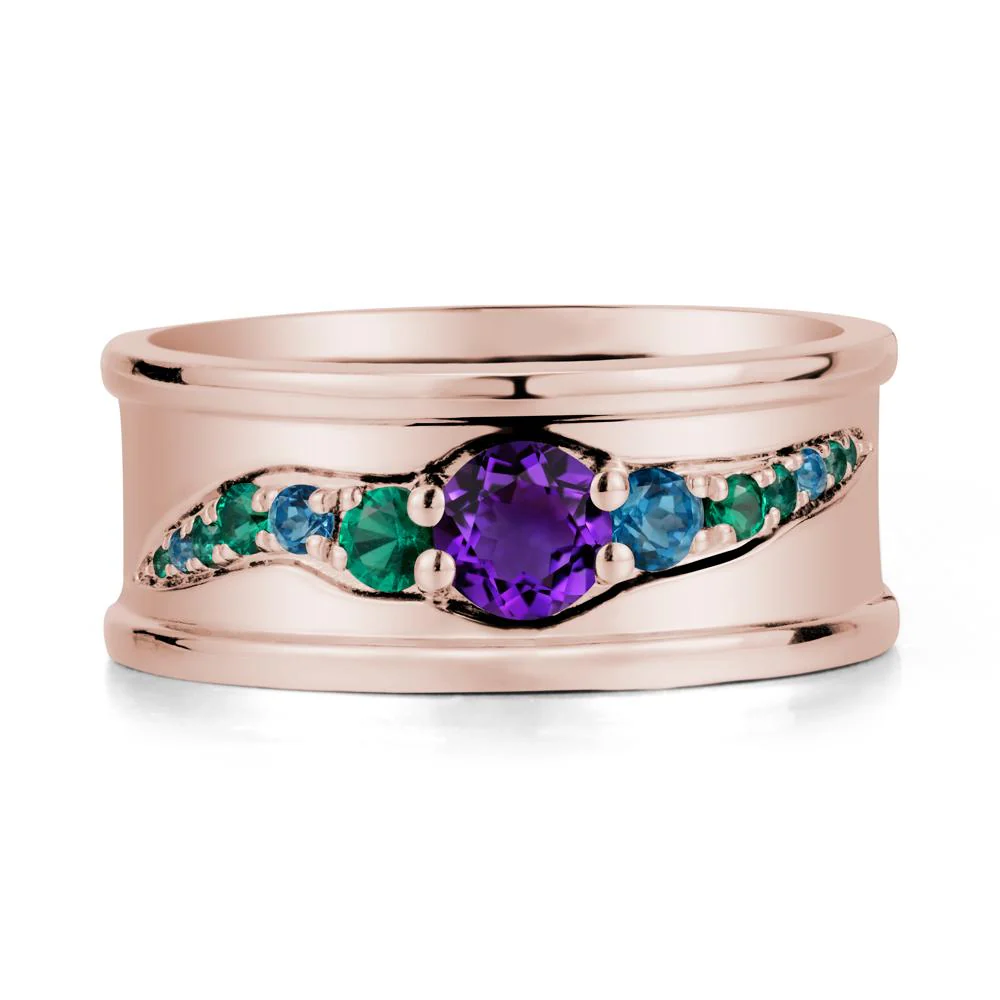 Amethyst Multi Stone Men Ring
