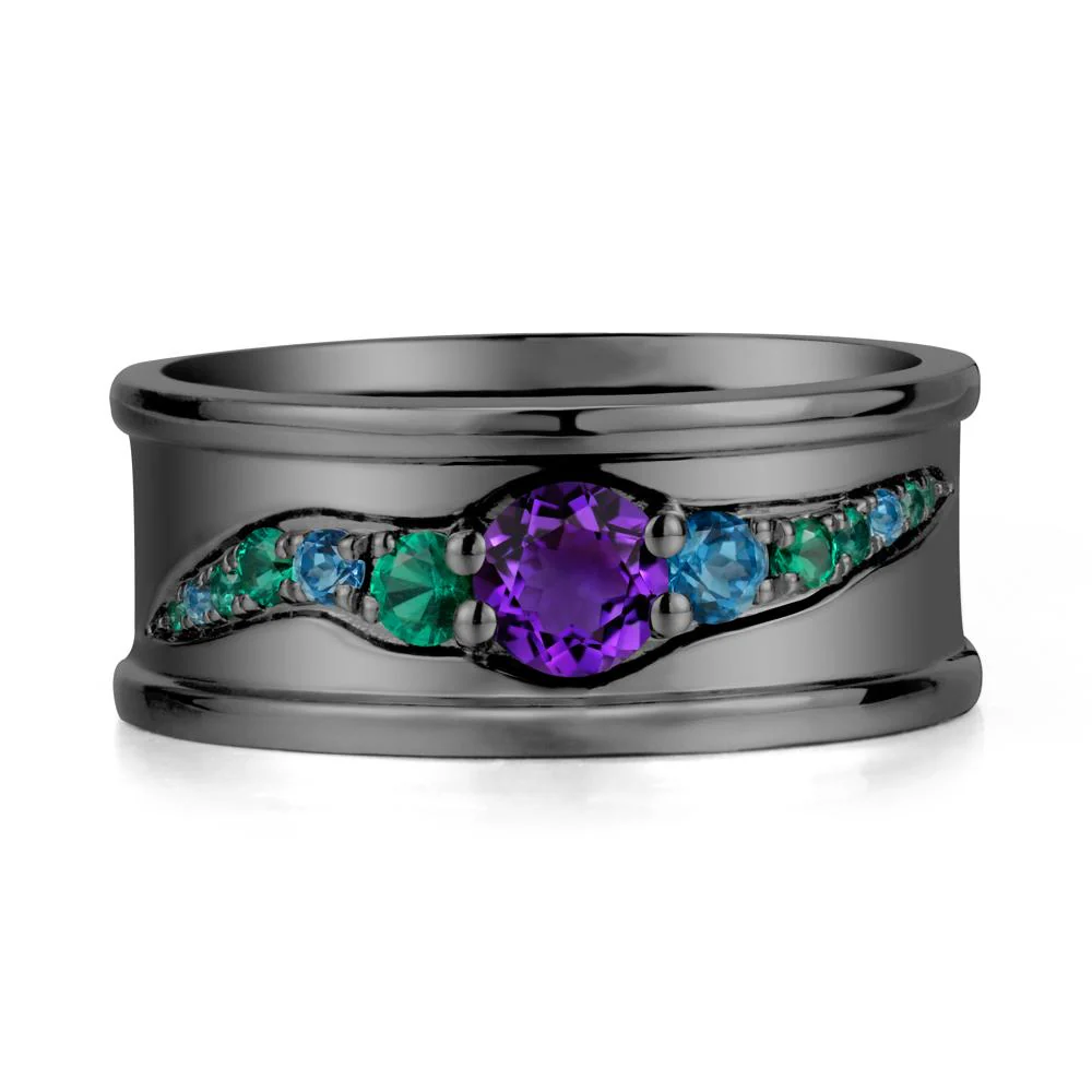 Amethyst Multi Stone Men Ring - Image 7