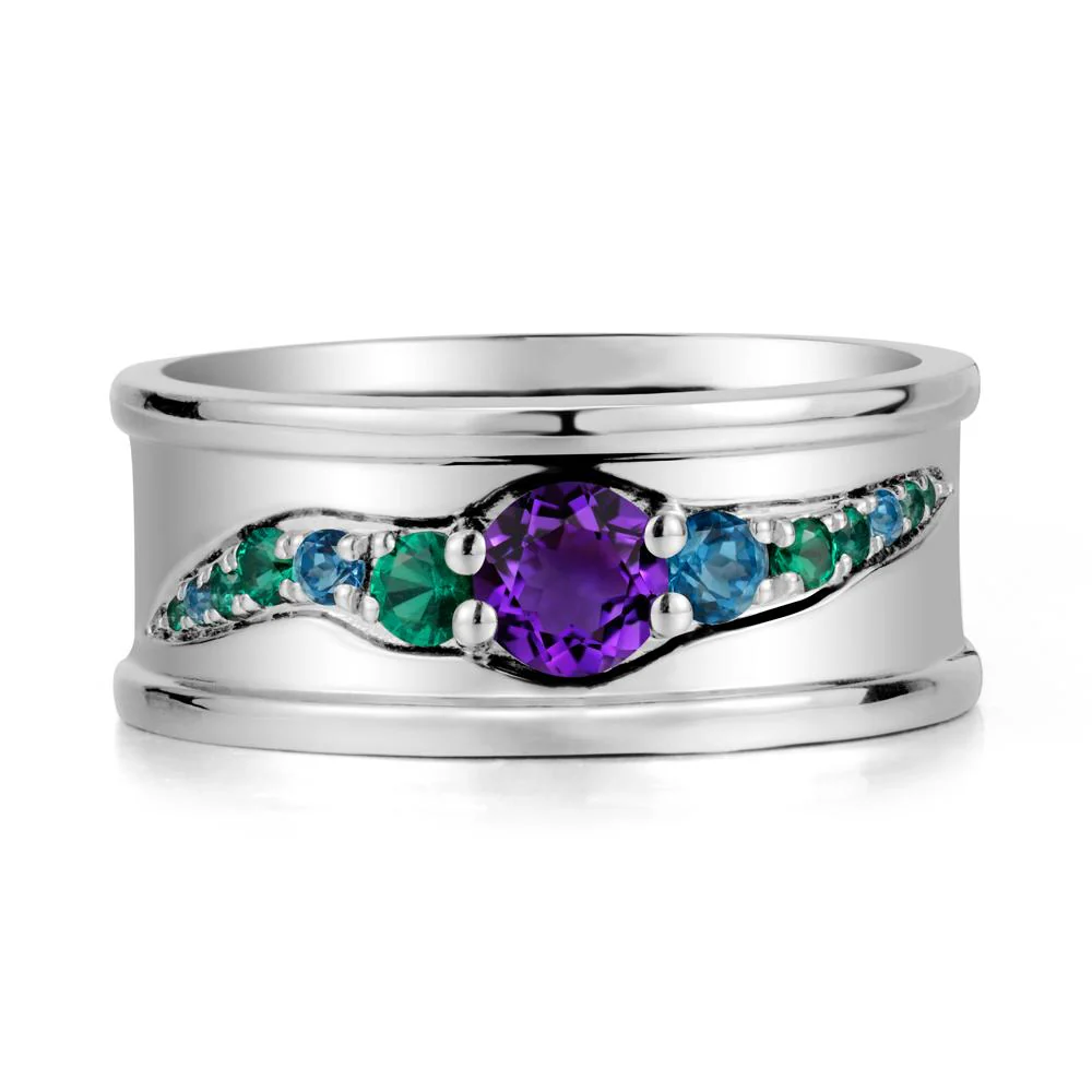 Amethyst Multi Stone Men Ring - Image 9