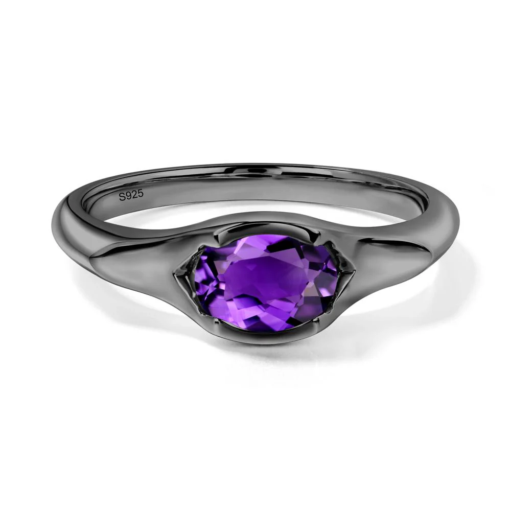 Amethyst Oval Bezel Set Engagement Ring - Image 2